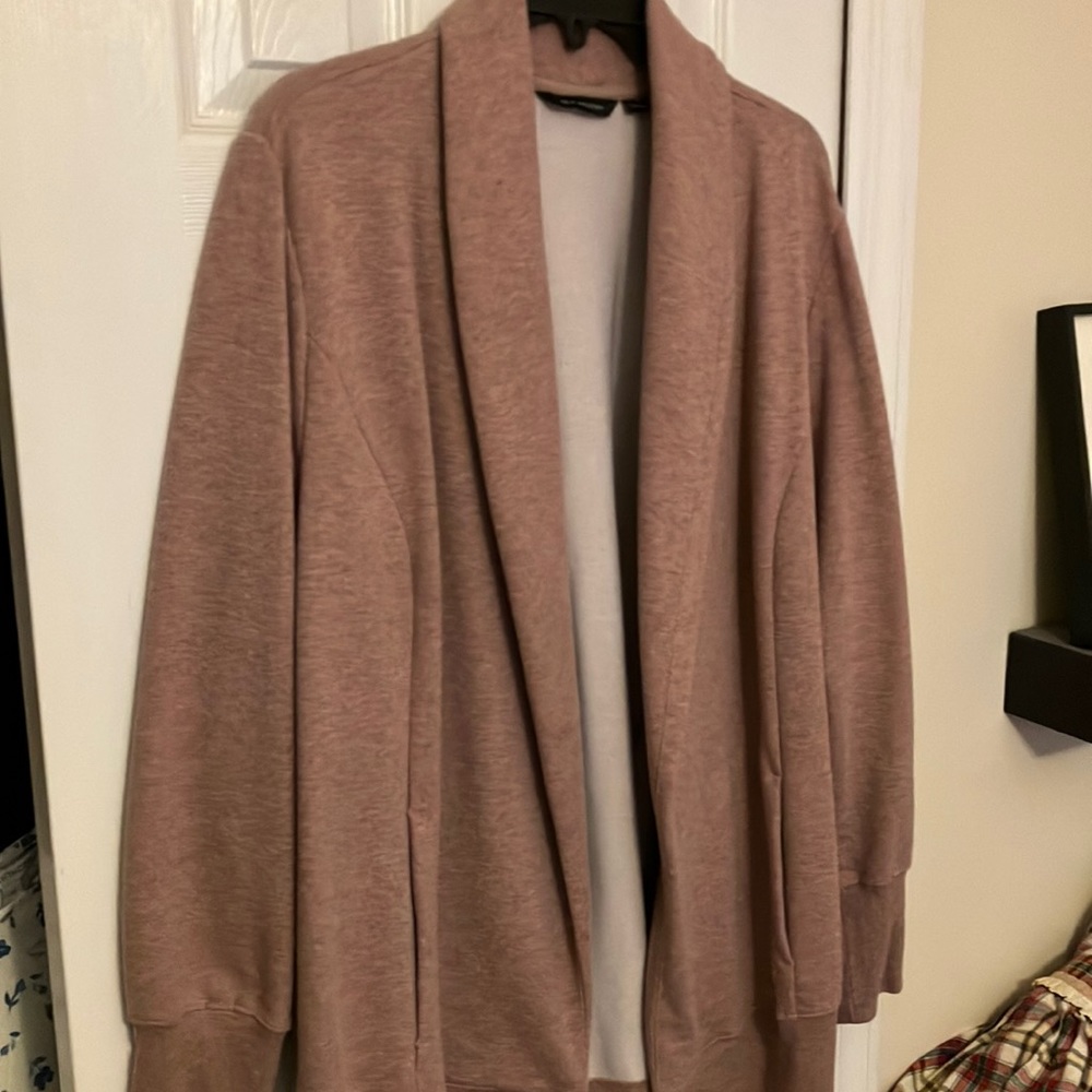 H By Halston Open Sweatshirt w Banded Waist & Arm Bands